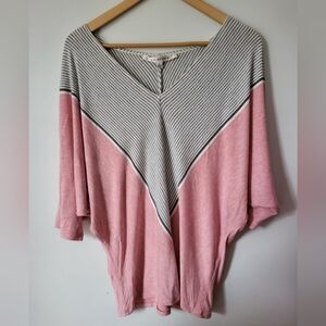 MAX STUDIO Pink and Gray Top